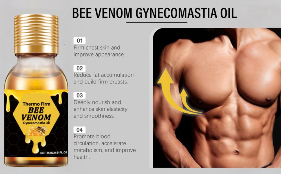 Gynecomastia Bee Venom Oil for Men, Bee Venom Gynecomastia Oil for Strengthen The Chest
