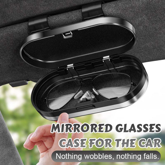 Mirrored glasses case for the car