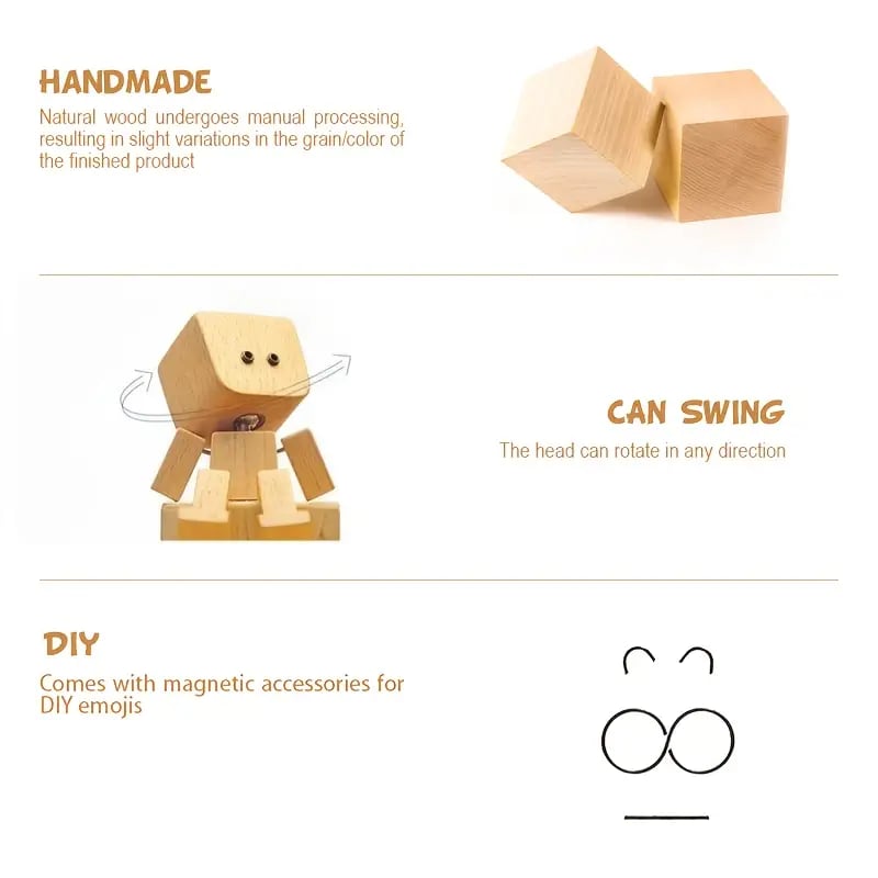 🔥Charming Little Wooden Figure That Sways with 12PCS Magnetic Expressions