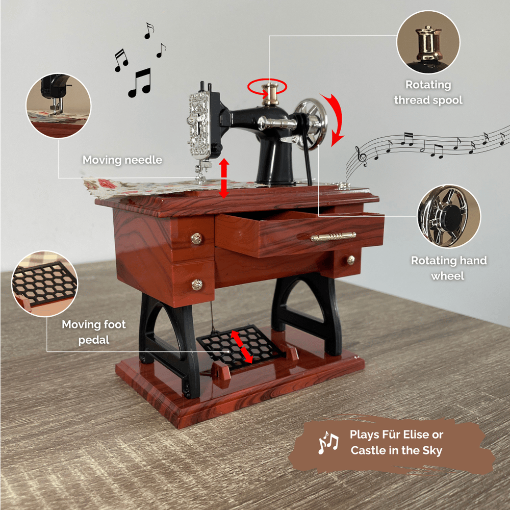 🧵Vintage Sewing Machine Music Box 🎄A Heartwarming Christmas Keepsake