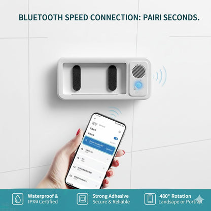 Shower Phone Holder with Wireless Bluetooth Speaker