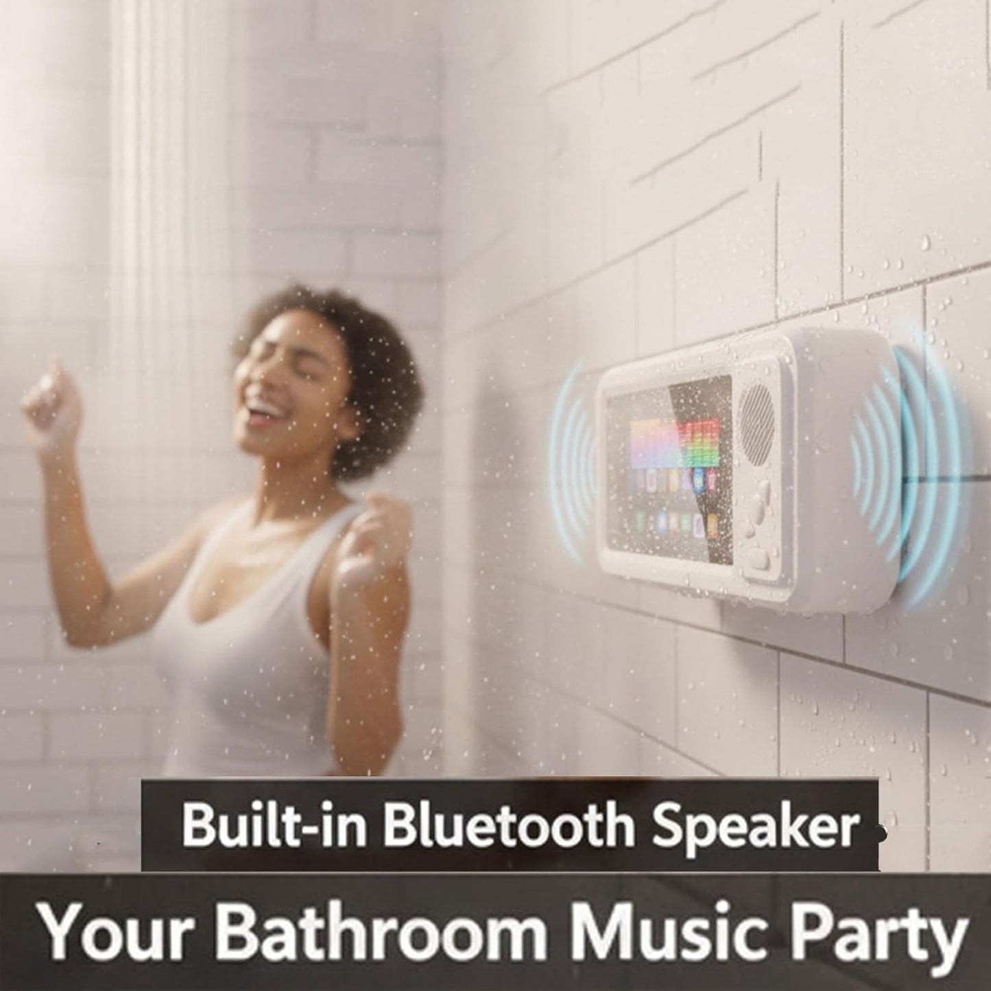 Shower Phone Holder with Wireless Bluetooth Speaker
