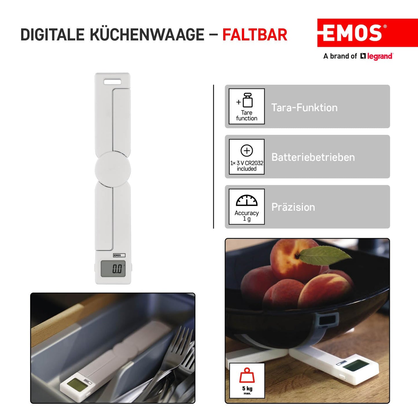 EMOS Foldable Digital Kitchen Scales