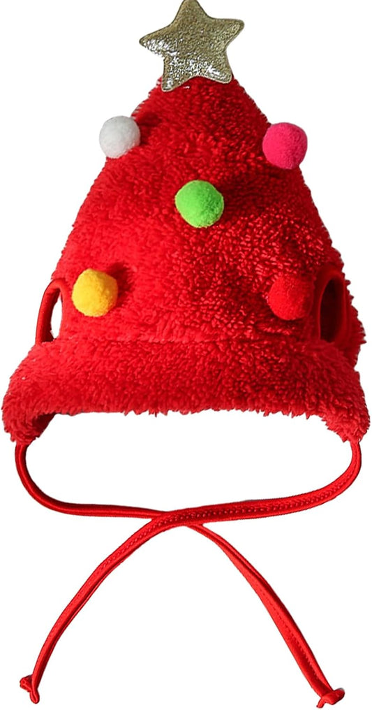Christmas Tree Hat for Dog Hat Holiday Pompoms Headwear Costume Headwear Dog Cats Christmas Props for Dog Cats