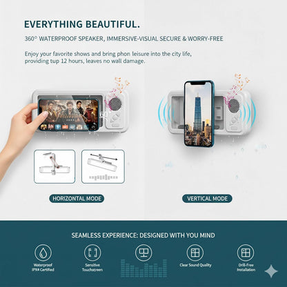 Shower Phone Holder with Wireless Bluetooth Speaker