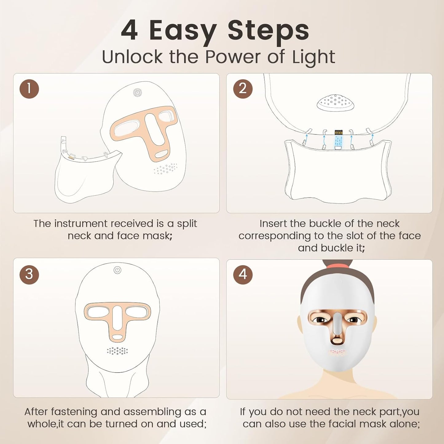 LUVISTI Red Light Therapy Mask For Face,LED Face Mask For Skin Care, 7-1 Colors Portable Red Light Face Mask