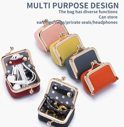 Portable Mini Genuine Leather Jewelry Box