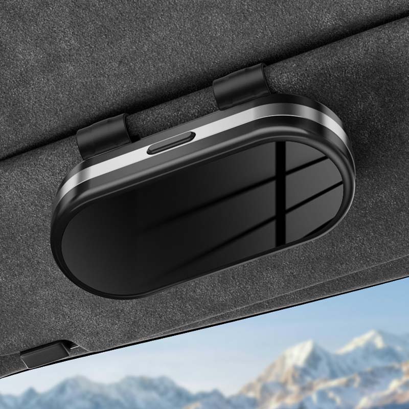 Mirrored glasses case for the car