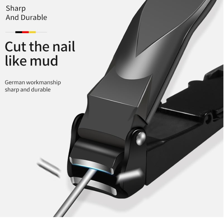 STi - Nail Clippers with Catcher | Anti Splash Nail Cutter for Thick Nails for Men, Women and Kids | Sharp and Heavy Duty Fingernail Toenail Clipper