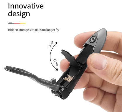 STi - Nail Clippers with Catcher | Anti Splash Nail Cutter for Thick Nails for Men, Women and Kids | Sharp and Heavy Duty Fingernail Toenail Clipper