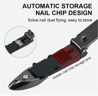 STi - Nail Clippers with Catcher | Anti Splash Nail Cutter for Thick Nails for Men, Women and Kids | Sharp and Heavy Duty Fingernail Toenail Clipper