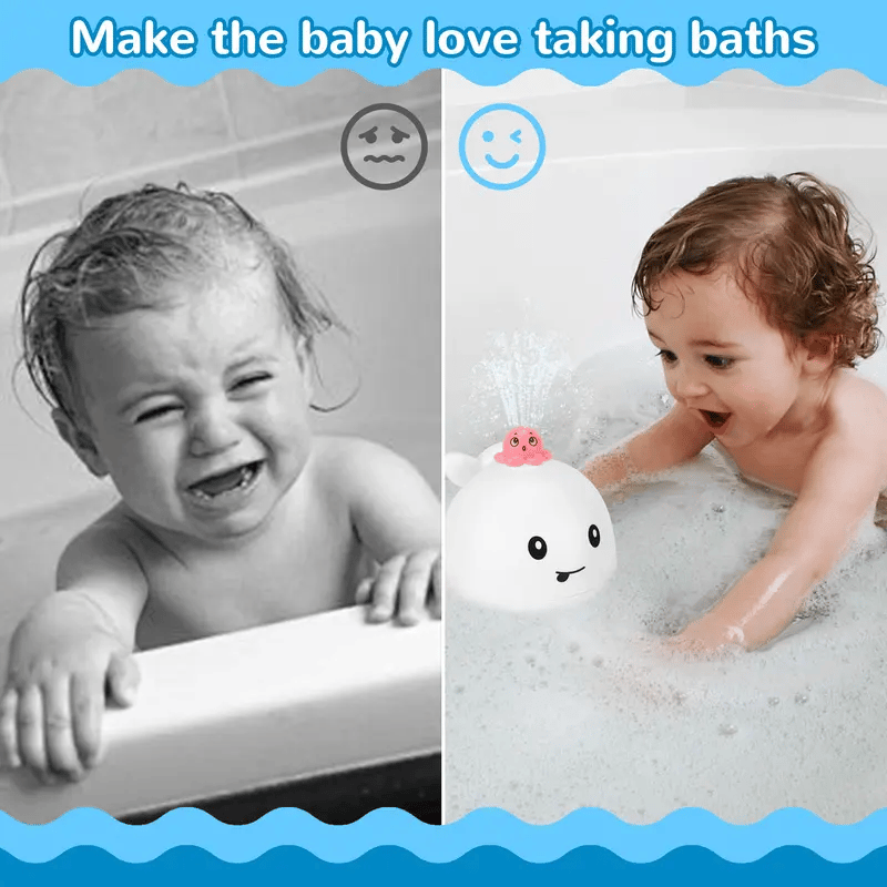 Water-Activated Glowing Whale Sprayer Toy | Baby Bath & Pool Fountain Sprinkler for 1 2 3 Year Old Kids | Toddler Gift for 1st Birthday