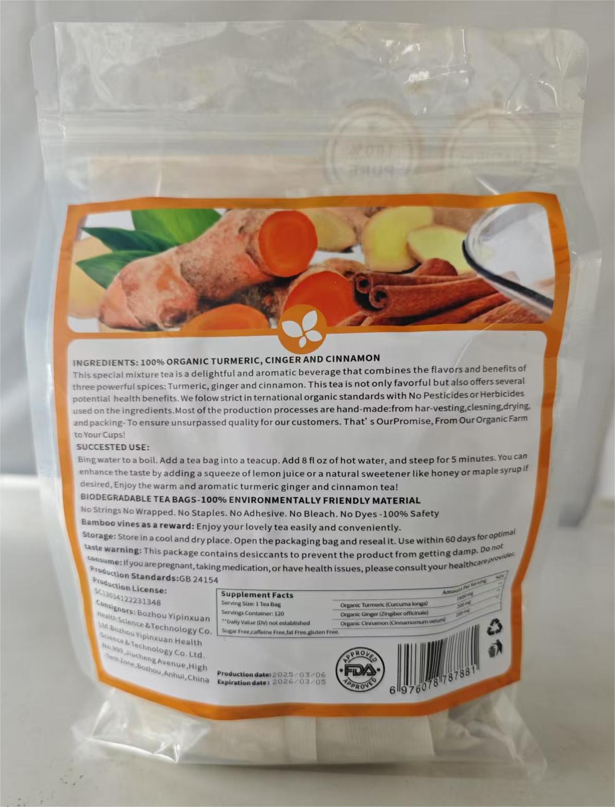 💝100% Natural Turmeric Ginger Cinnamon Tea