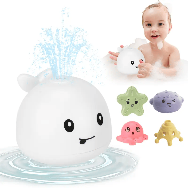 Water-Activated Glowing Whale Sprayer Toy | Baby Bath & Pool Fountain Sprinkler for 1 2 3 Year Old Kids | Toddler Gift for 1st Birthday