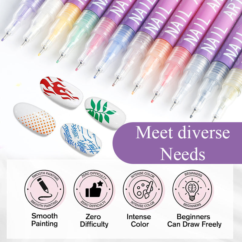 🎨12 Colors Nail Art Pens Set